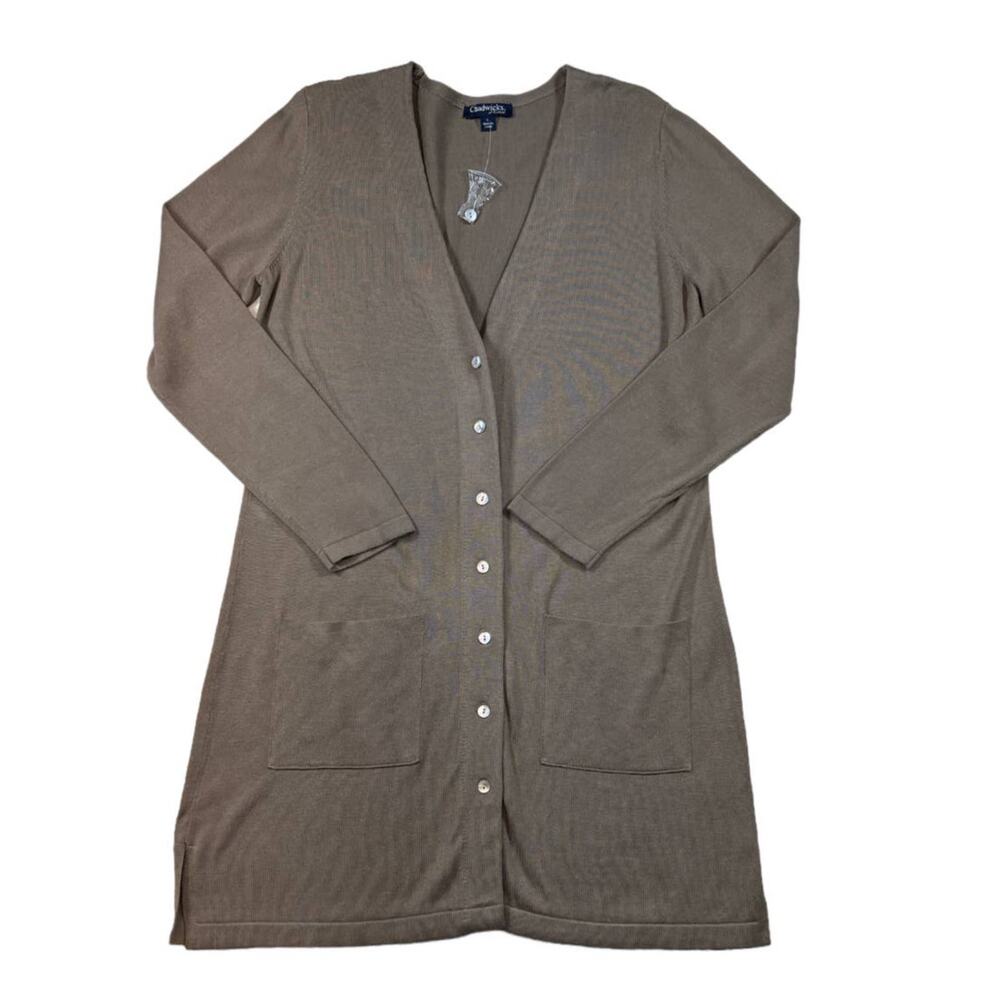 Chadwicks Long Sweater Cardigan in Brown | Size L